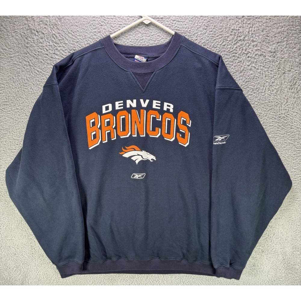 Denver Broncos NFL Reebok Sweatshirt Mens XL Oversized Y2K Football Comfy